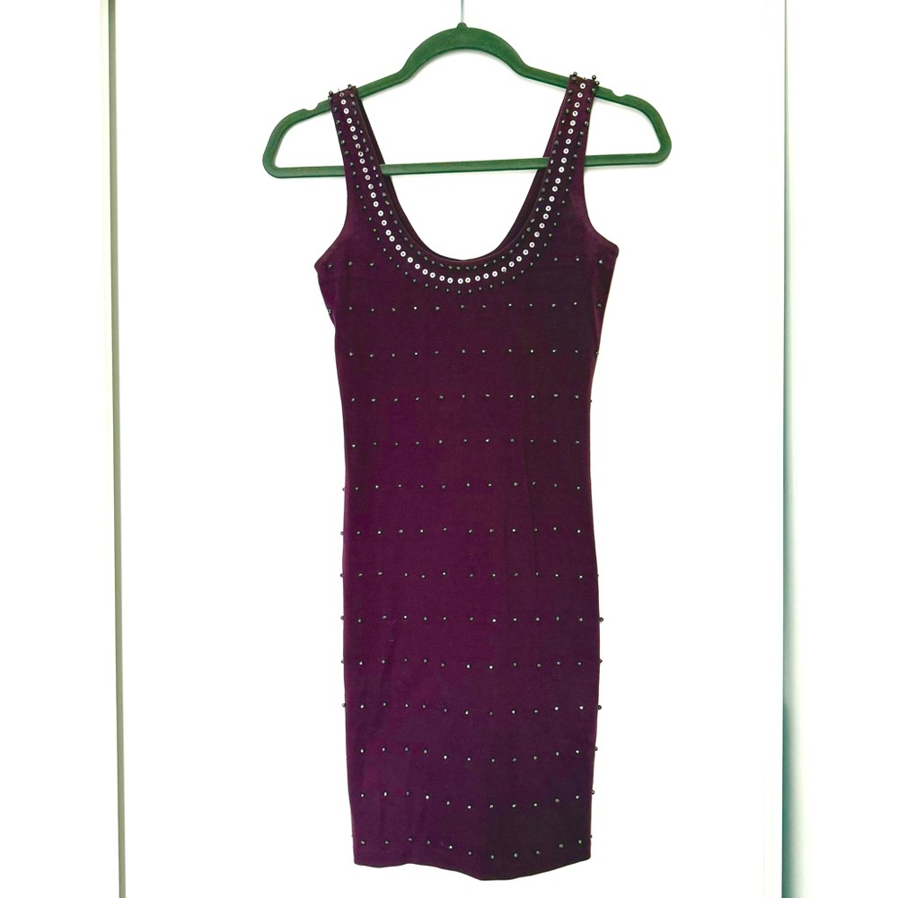 Armani Exchange Purple Studded Mini Dress